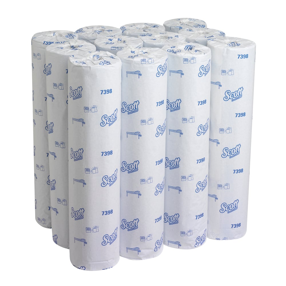 Scott® Cubrecamillas (51 de ancho) 7398, 12 rollos x 140 hojas azules de 2 capas - 7398