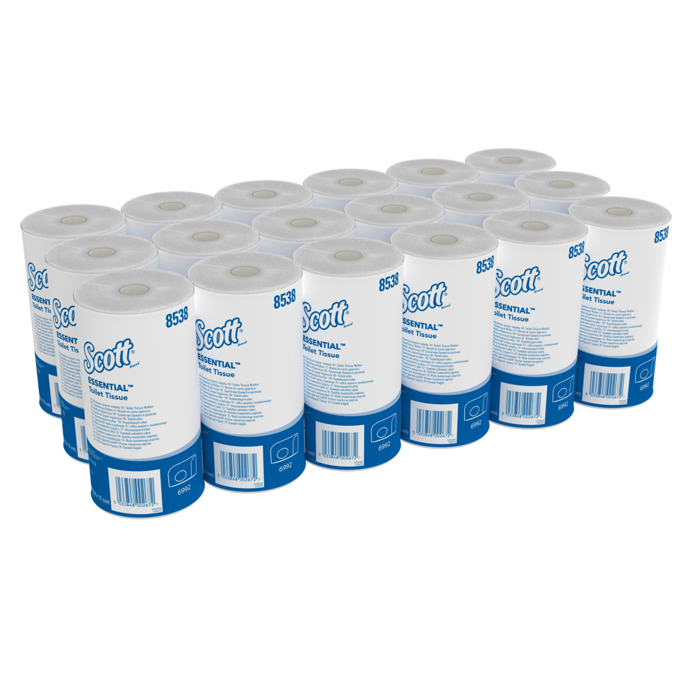 Papier toilette taille standard Scott® Essential™ 8538 - Papier toilette 2 épaisseurs - 36 rouleaux x 320 feuilles de papier toilette blanc (11 520 feuilles au total) - 8538