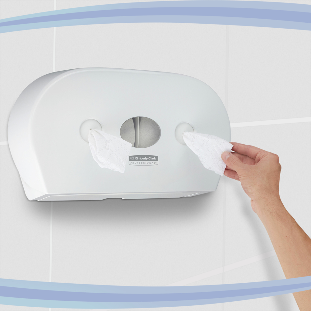 Aquarius™ Mini-Doppel-Toilettenpapierspender mit Zentralentnahme 7186 - 1 x Weiß, Wc Papierspender;Aquarius™ Mini Toilettenpapierspender 7186 - Kimberly Clark™ Spender für 2 Rollen mit Zentralentnahme - 1 x Weiß, Wc Papierspender - 7186