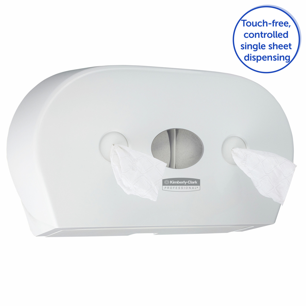 Distributeur de papier toilette petit format double à dévidage central Aquarius™ 7186 - 1 distributeur de papier toilette blanc - 7186