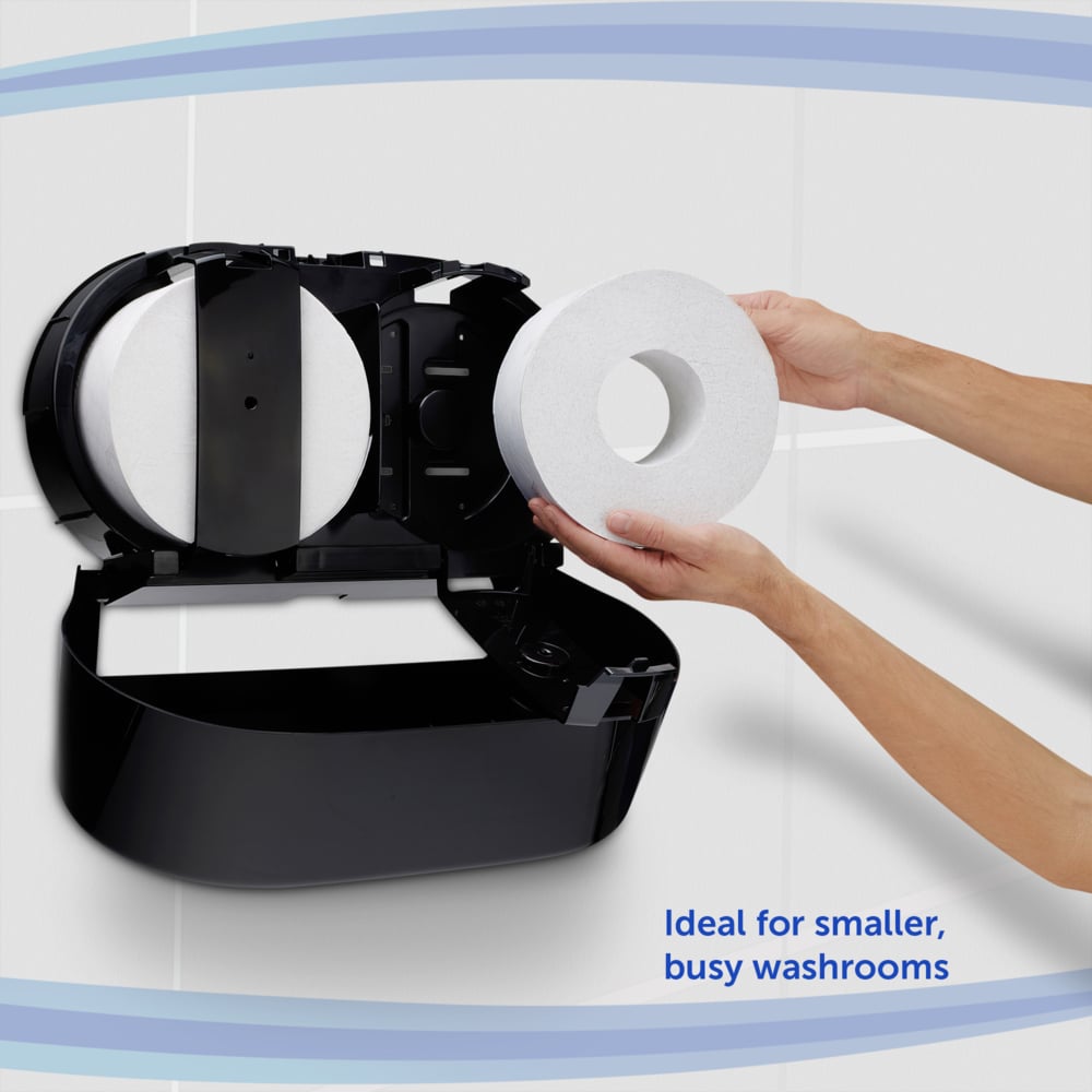 Portarrollos negro de baño para papel higiénico de dispensación central Twin Mini Aquarius™ 7187 - 1 x negro, Dispensador de papel higiénico - 7187