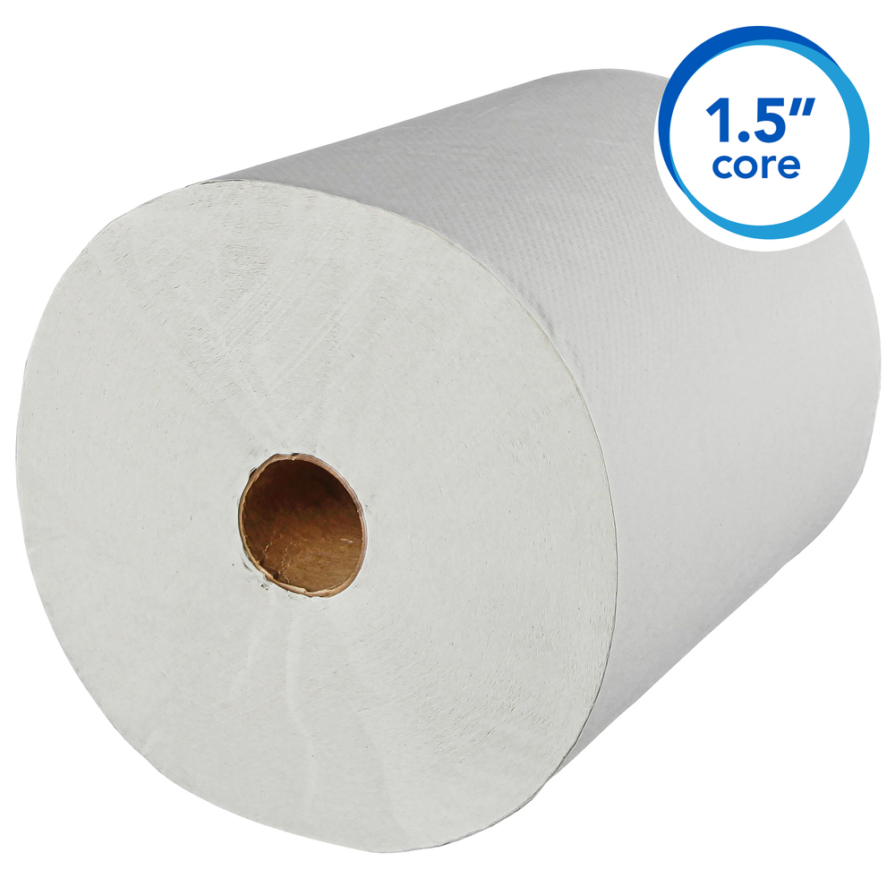 Scott® Essential 100% Recycled Fiber Hard Roll Paper Towels (01052), White, 800' / Roll, 12 Rolls / Case, 9,600’ / Case - 01052