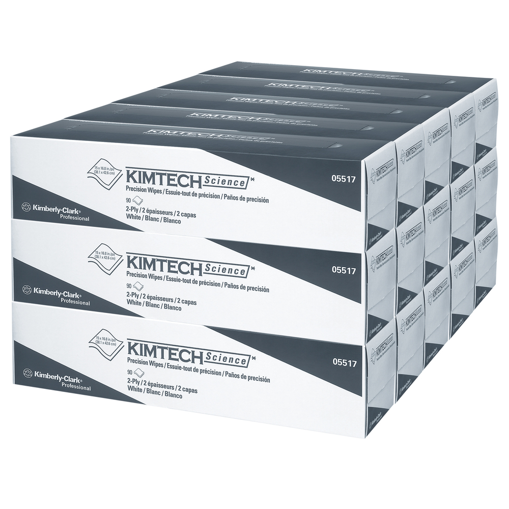 Essuie-tout Precision Kimtech Science (05517), essuie-tout blancs, 2 épaisseurs, 15 boîtes Pop-Up/caisse, 90 lingettes/boîte, 1 350/caisse - 05517