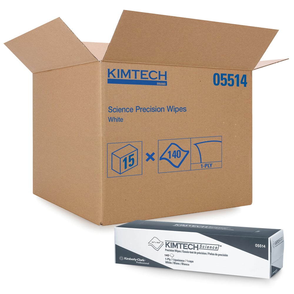 Kimtech™ Science Precision Wipes (05514), White, 15 Pop-Up Boxes / Case, 144 Sheets / Box, 2,160 Sheets / Case - 05514