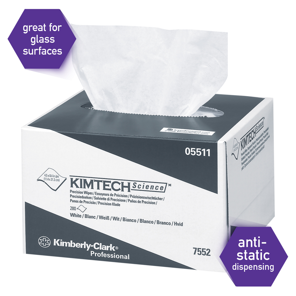 Kimtech™ Science Precision Wipes (05511), White, 60 Pop-Up Boxes / Case, 286 Sheets / Box, 17,160 Sheets / Case - 05511