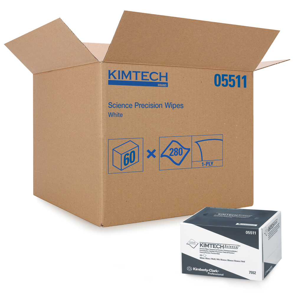 Essuie-tout Precision Kimtech Science (05511), essuie-tout blanc, 1 épaisseur, 60 boîtes Pop-up/caisse, 280 lingettes/boîte, 16 800/caisse - 05511
