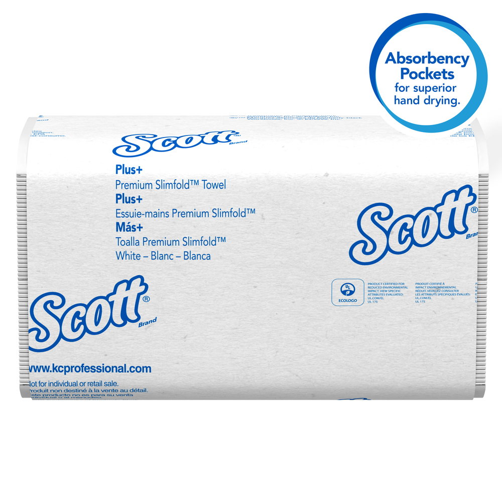 Scott® Control Hand Towels Slimfold (04442) with Fast-Drying Absorbency Pockets, White, 90 Towels / Clip, 24 Packs / Case - 04442