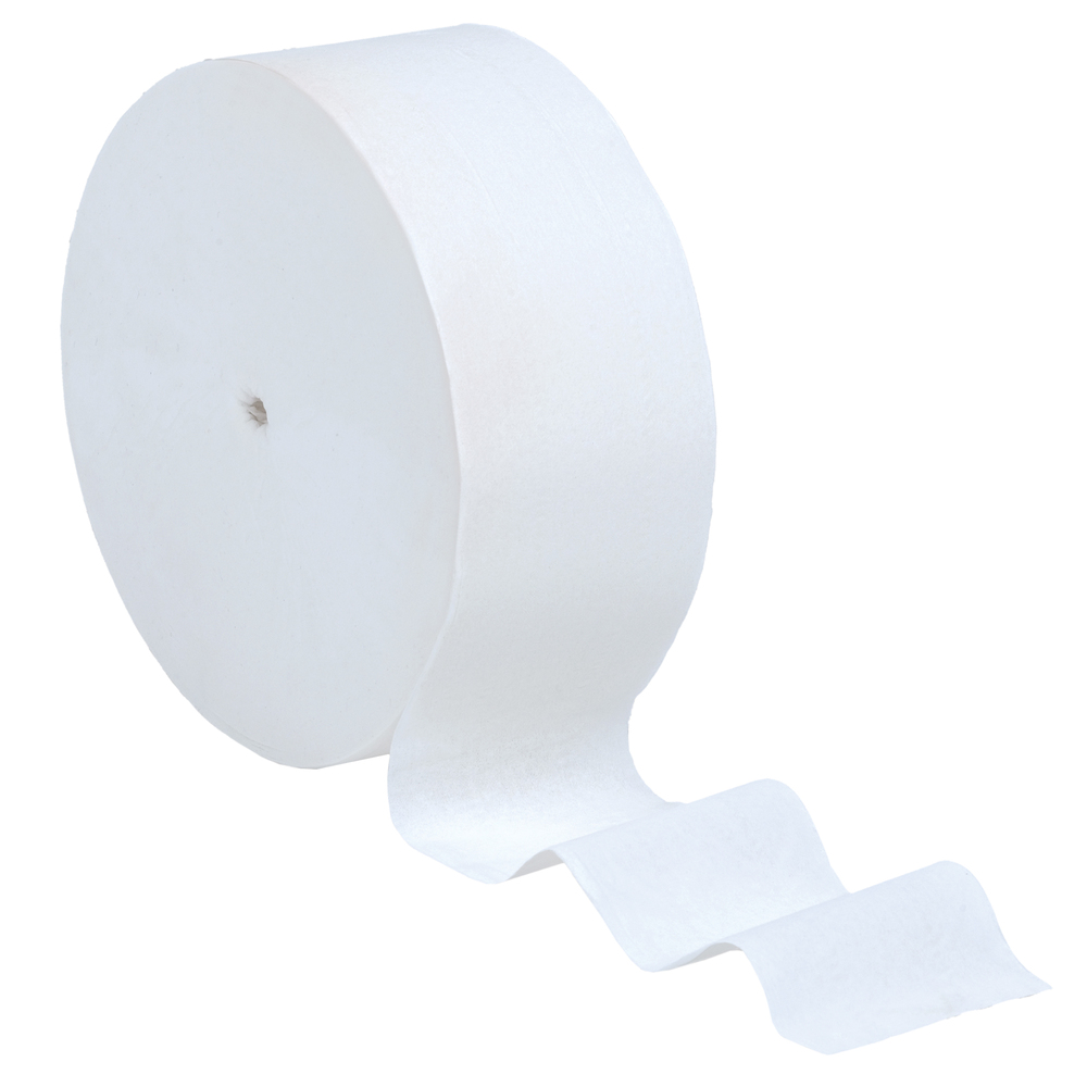 Papier hygiénique en rouleau format géant Scott Essential sans mandrin (07005), 1 épaisseur, blanc, 12 rouleaux/caisse, 2 300 pi/rouleau - 07005