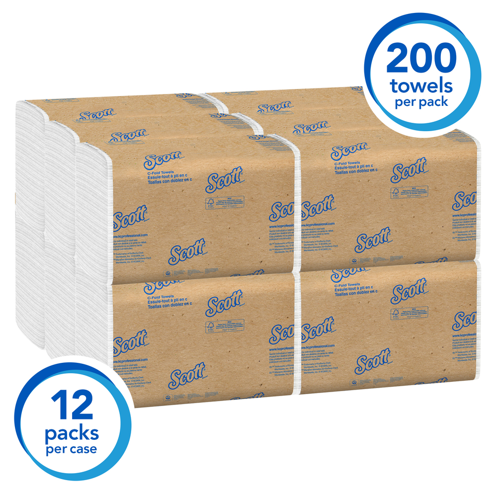 Case of 12 200 Count Pack 2400 Scott Paper Towel C-Fold Kimberly Clark 01510 