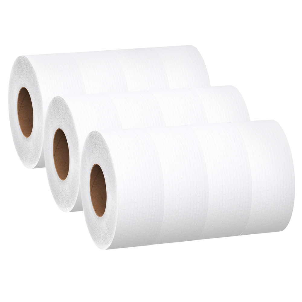 Papier hygiénique commercial en rouleau format géant Scott Essential (07223), 1 épaisseur, blanc, 12 rouleaux/caisse, 2 000 pi/rouleau - 07223