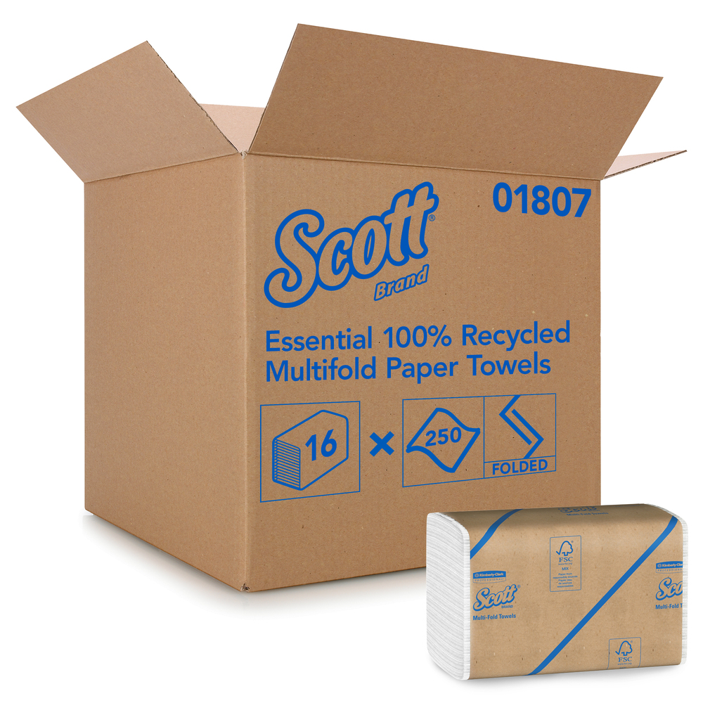 9 1/5x9 2/5 250 per Pack 100% Recycled Details about   Scott 01807 Multi-Fold Towels white 