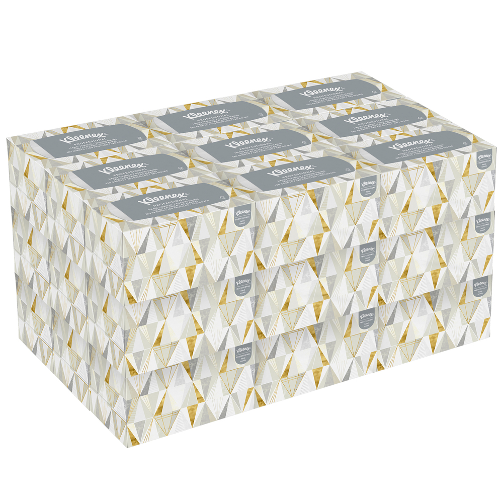 Essuie-mains Kleenex avec pochettes d’air de grande qualité (01701), boîte Pop-up de comptoir hygiénique, blanc, 120 feuilles/boîte, 18 boîtes/caisse - 01701