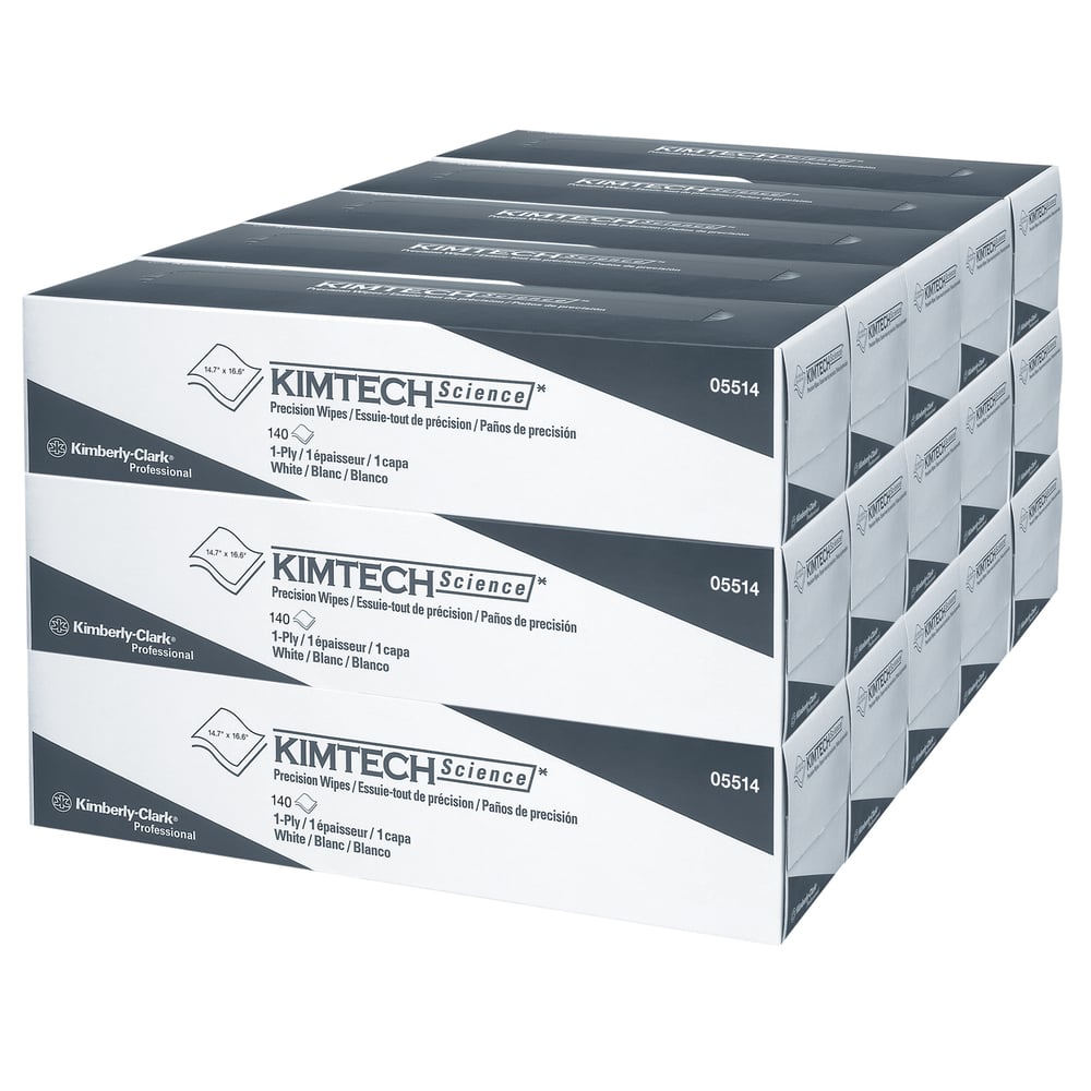 Essuie-tout Precision Kimtech Science (05514), essuie-tout blancs, 1 épaisseur, 15 boîtes Pop-Up/caisse, 140 lingettes/boîte, 2 100/caisse - 05514