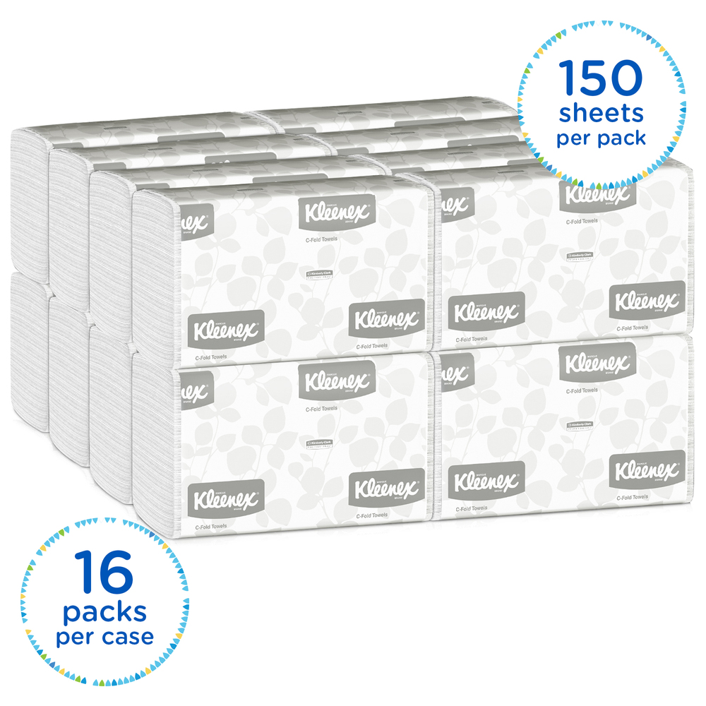 01500 16 packs of 150 White Kleenex C Fold Paper Towels Absorbent 