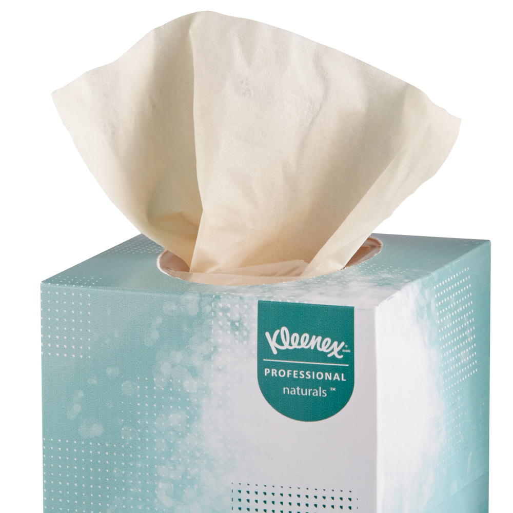 Cube de mouchoirs Kleenex Professional Naturals pour entreprise (21272), boîte de mouchoirs verticale, 2 épaisseurs, 6 paquets/caisse, 6 caisses/emballage, 36 boîtes/caisse - 21272