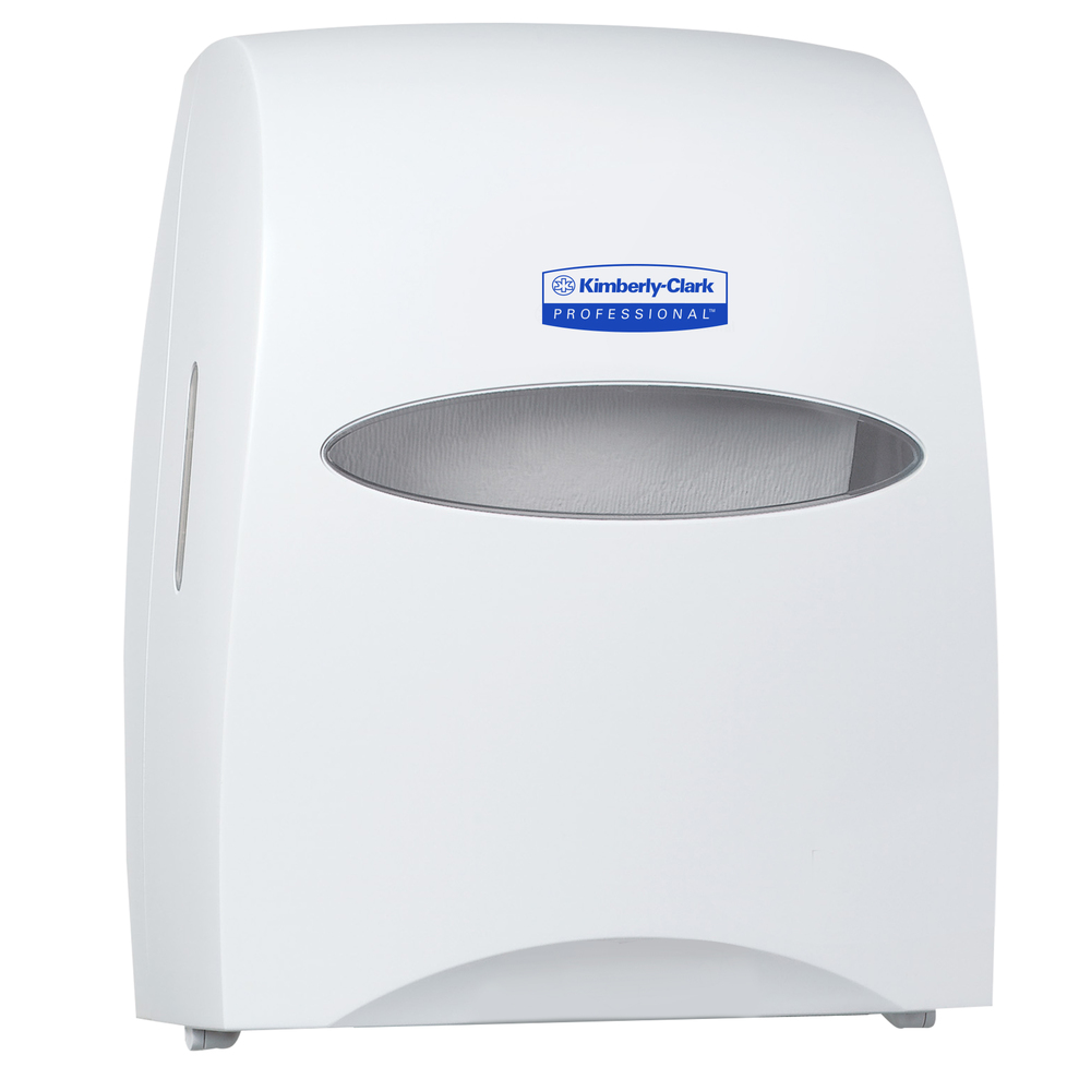 Distributrice d’essuie-mains en rouleaux durs compatibles avec les produits Sanitouch (09991), distribution sans contact, blanche - 09991