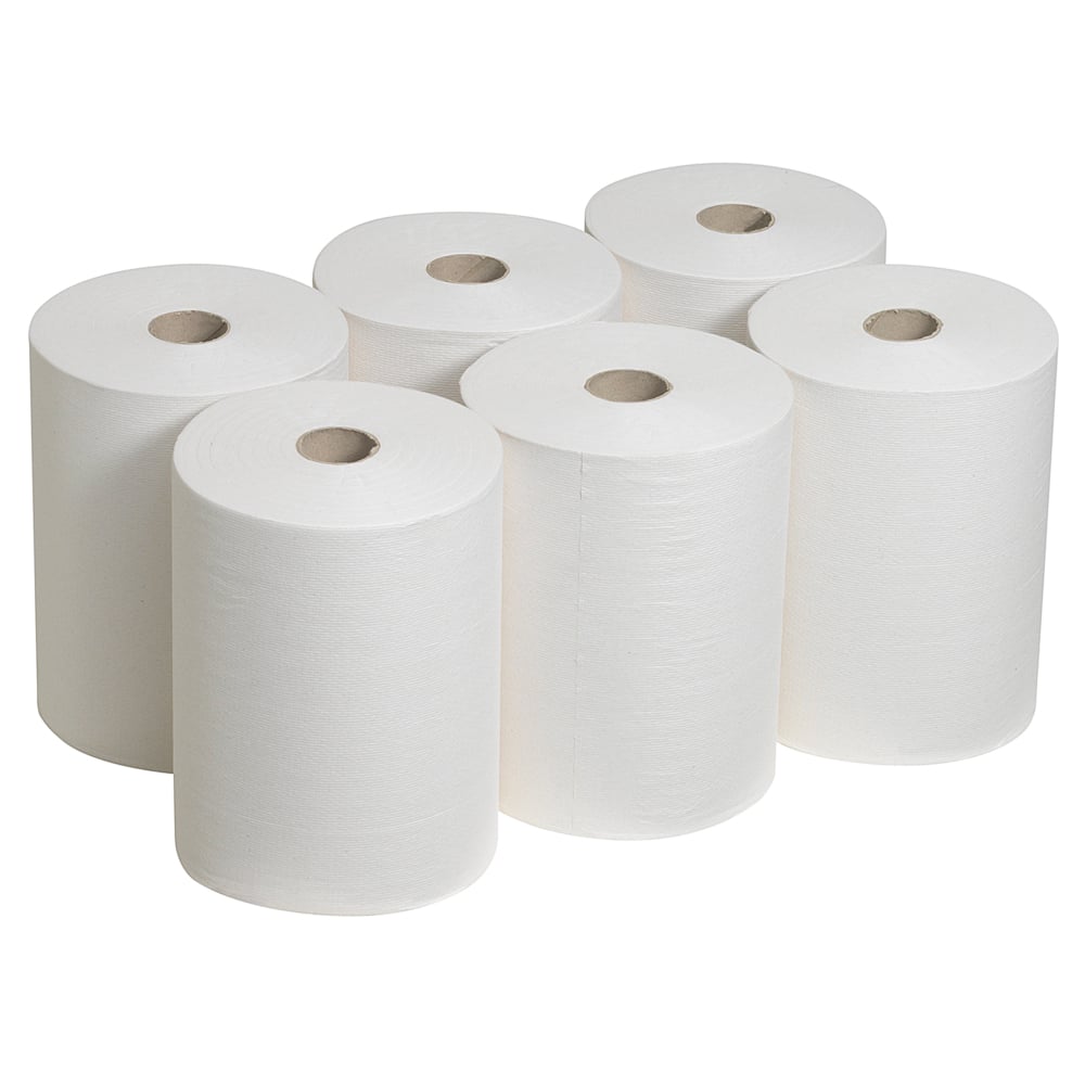 Scott® Slimroll™ Hand Towels 6657 - Paper Hand Towels for Dispenser - 6 Rolls x 165m White Paper Towels (990m Total);Scott® Slimroll™ Hand Towels 6657 - 6 x 165m white, 1 ply rolls - 6657