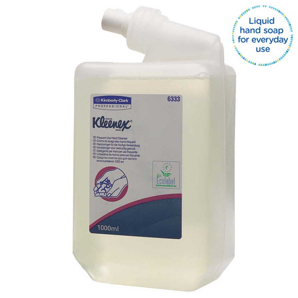 Savon liquide pour les mains Kleenex® 6333 - Usage quotidien - Paquet de 6 x cartouches de 1 L (6 litres au total) - 6333