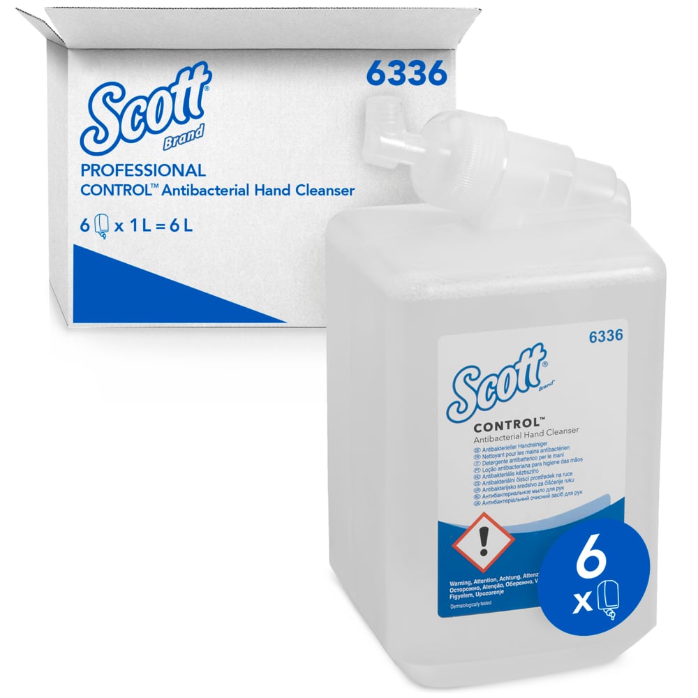 Savon des mains antibactérienne Scott® Control™ - 6336, incolore, 6 x 1 L (6 L au total) - 6336