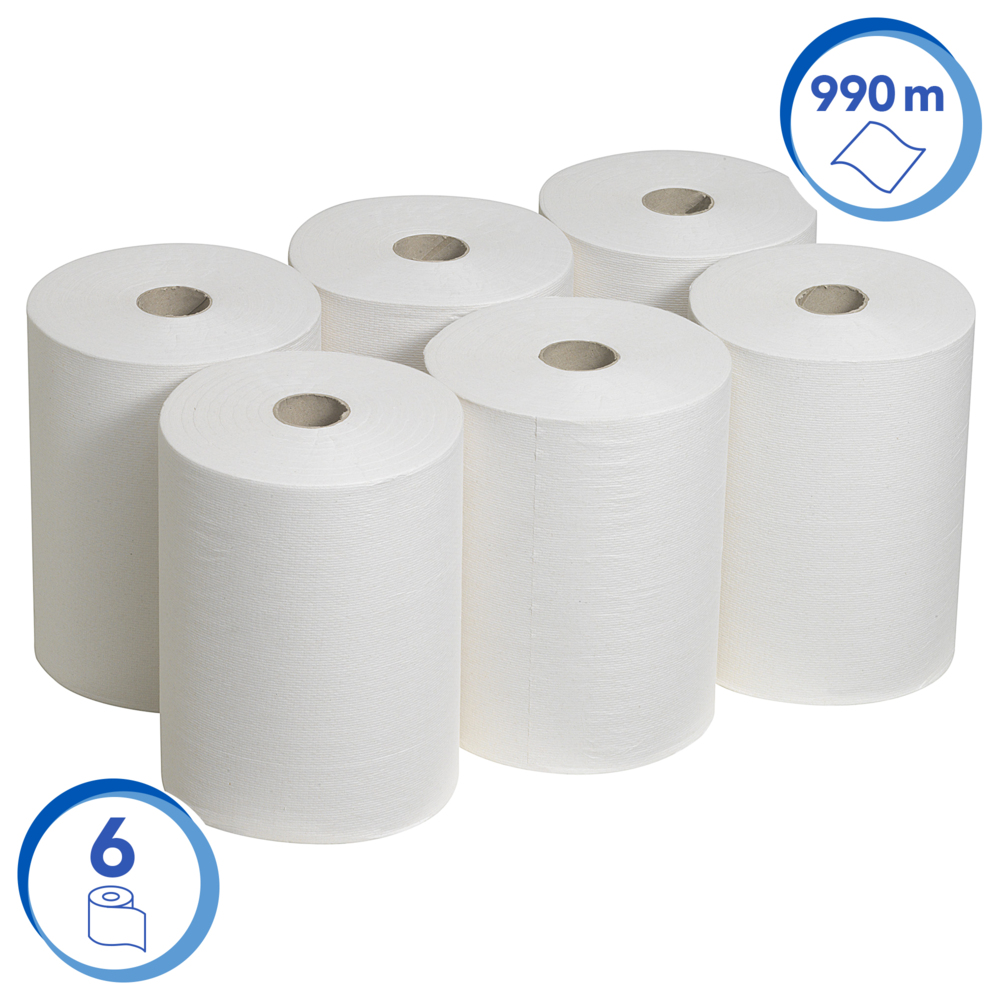 Scott® Slimroll™ papieren Handdoekjes 6657 - 6 x 165 m witte, 1-laags rollen - 6657