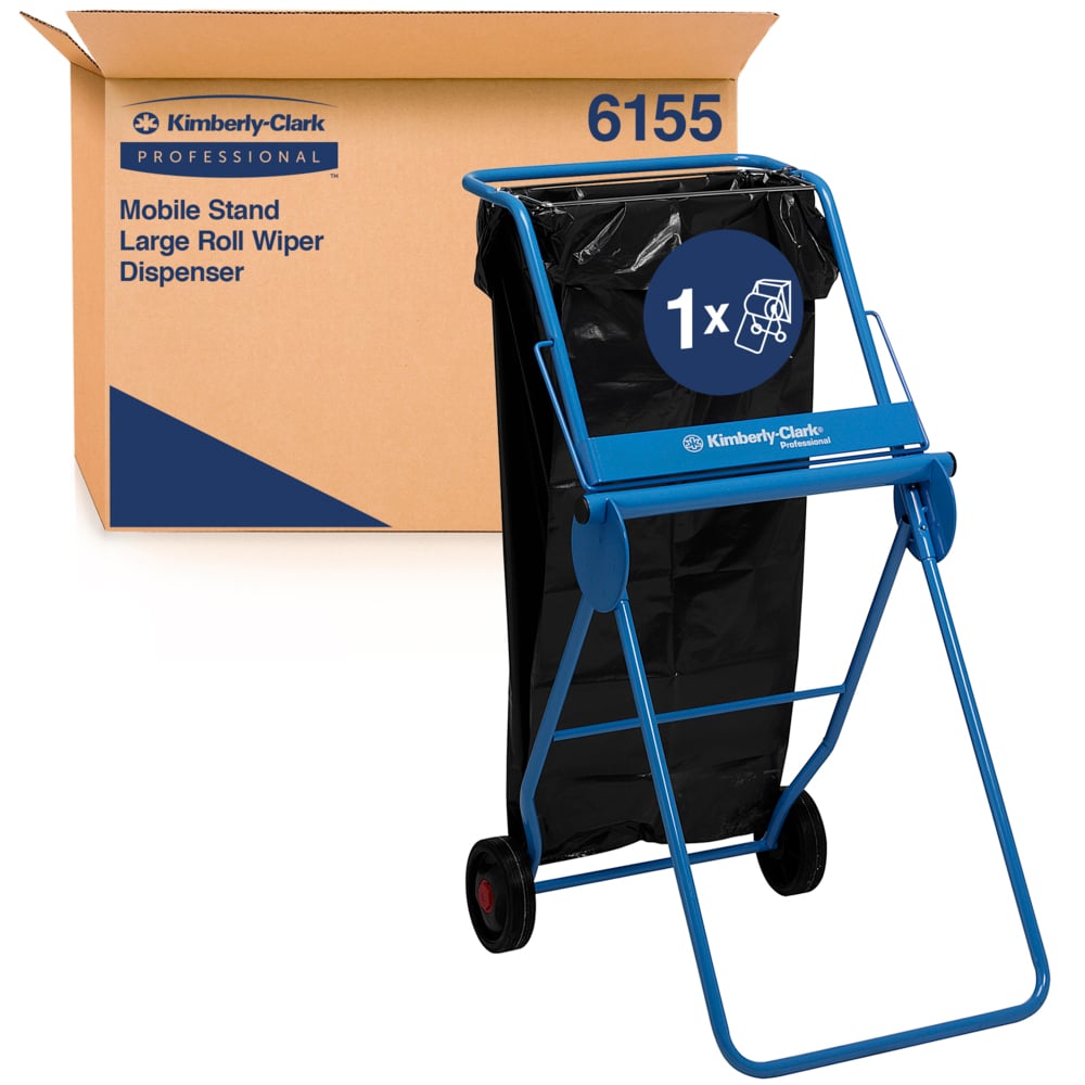 Kimberly-Clark Professional™ Mobile Stand Large Roll Wiper Dispenser 6155 -  Large Blue Roll Dispenser - 1 x Blue Mobile Wiper Dispenser