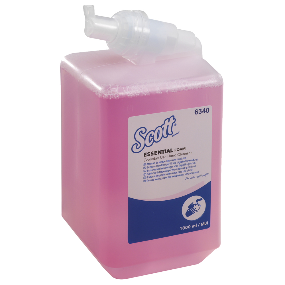 Scott® Essential™ Detergente per mani in schiuma 6340, Pacco da 6 flaconi da 1 L, Adatto per uso quotidiano, Rosa - 6340