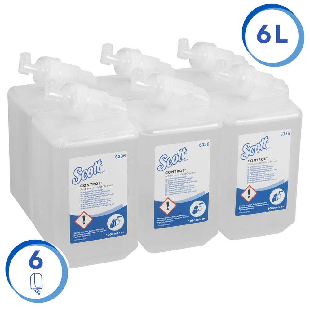 Savon des mains antibactérienne Scott® Control™ - 6336, incolore, 6 x 1 L (6 L au total) - 6336