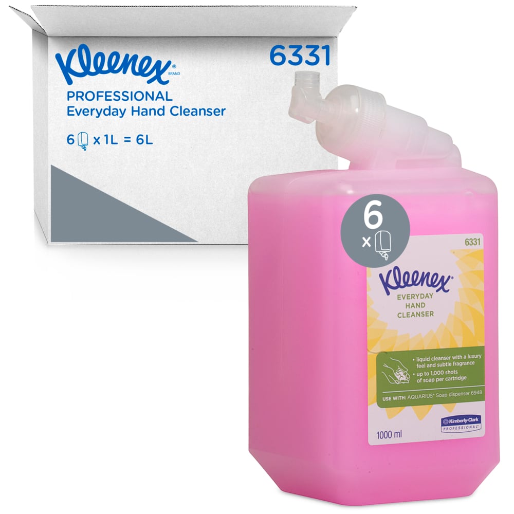 Kleenex® Everyday Use Hand Cleanser 6331 - Pink Hand Wash - 6 x 1 Litre Hand Wash Refills (6 Litre total) - 6331