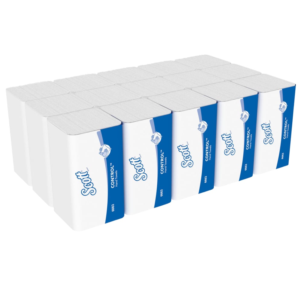 Scott® Control™ ineengevouwen papieren handdoekjes 6663 - M-gevouwen papieren doekjes - 15 verpakkingen x 212 papieren handdoek op rol (3180 stuks in totaal) - 6663