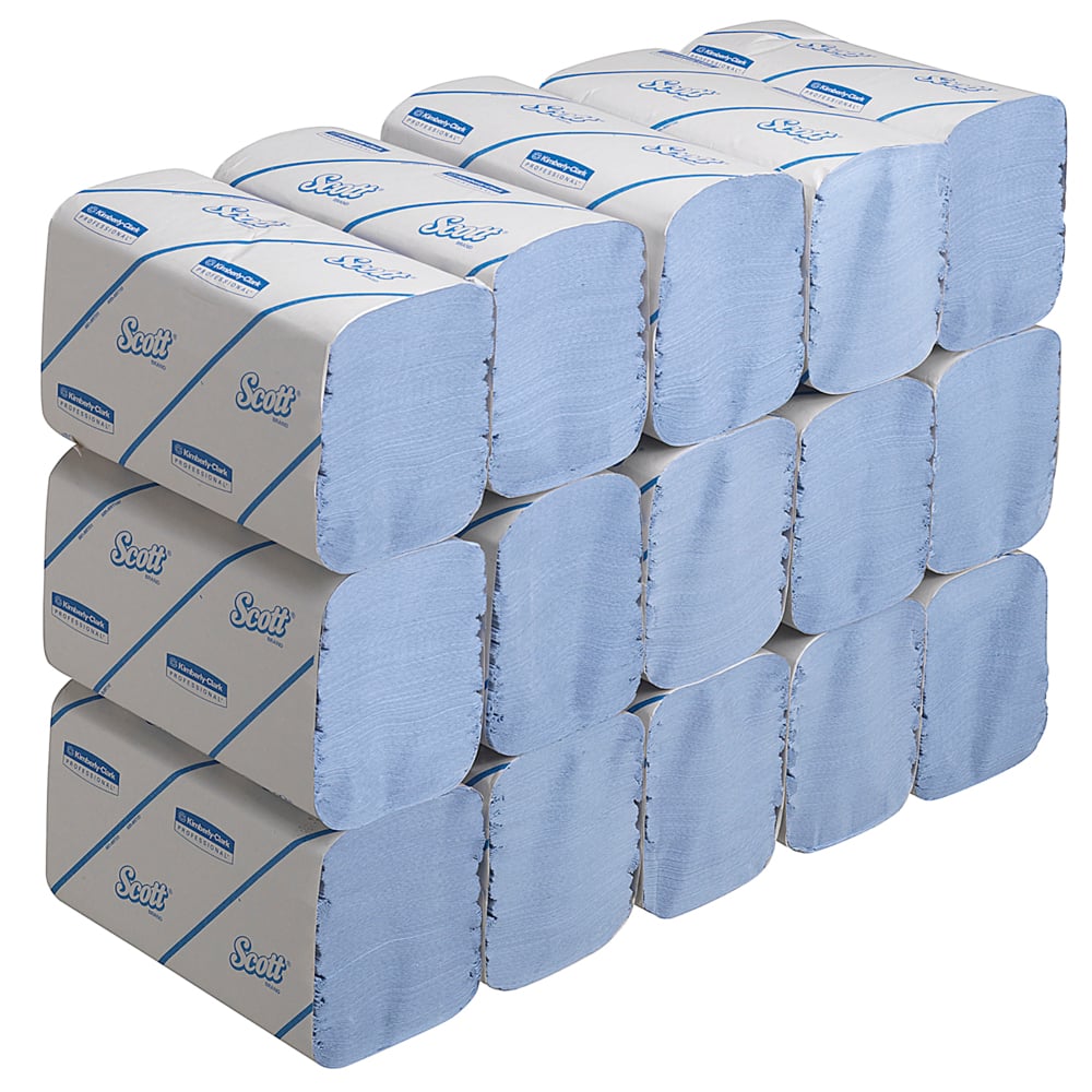 Scott® Control™ Performance Interfolded Hand Towels 6664 - 15 packs x 212 blue, 1 ply sheets, medium. - 6664