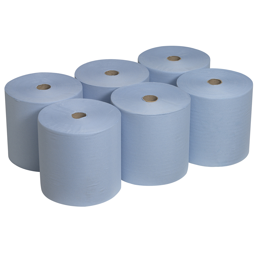 Scott® Rolled Paper Hand Towels 6668 - Blue Rolls 6 Pack - 6 Rolls x 304m Blue Paper Towels (1,824m Total) - 6668