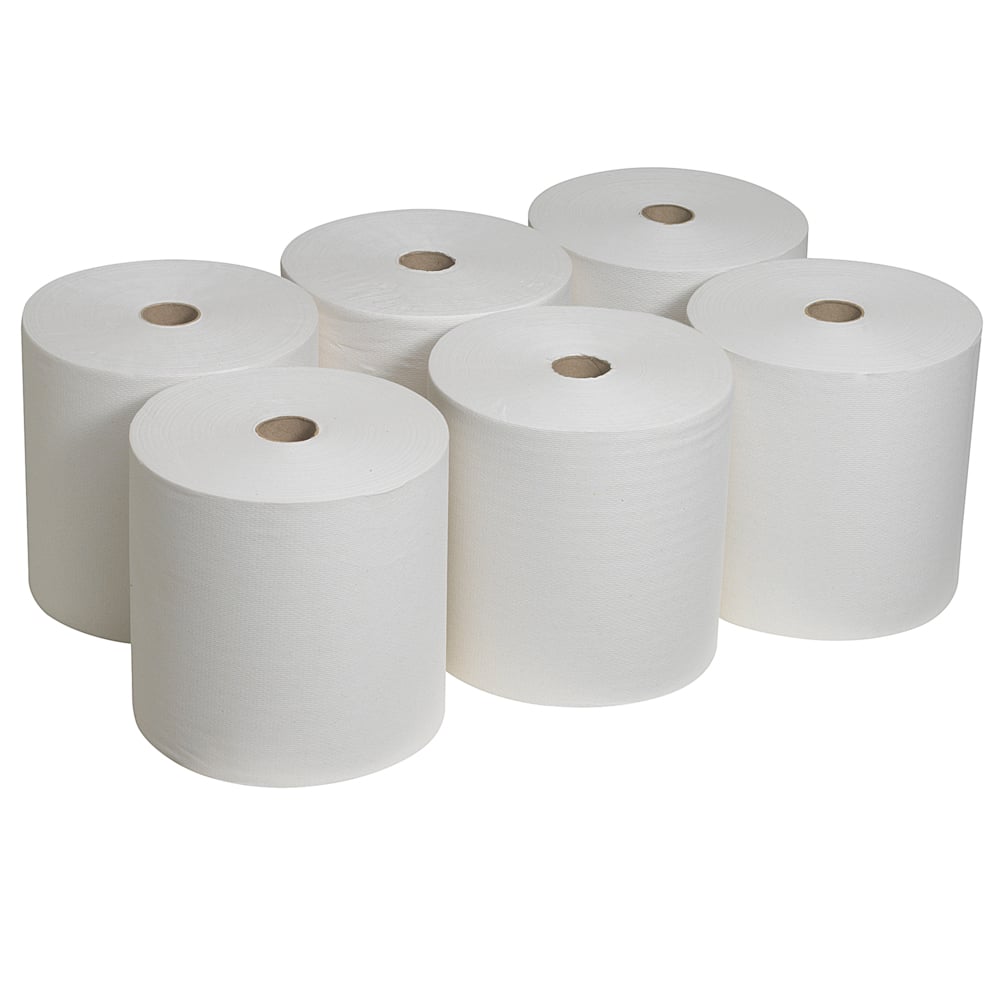 Scott® Rolled Hand Towels 6667 - Paper Hand Towels for Dispenser - 6 Rolls x 304m White Paper Towels (1,824m Total);Scott® Rolled Hand Towels 6667 - 6 x 304m white, 1 ply rolls - 6667