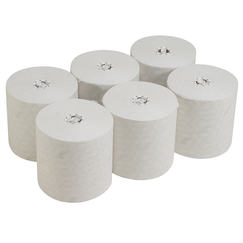 Scott® Essential™ Rolled Hand Towels 6691 - Rolled Paper Towels - 6 x 350m White Paper Towel Rolls (2,100m total) - 6691