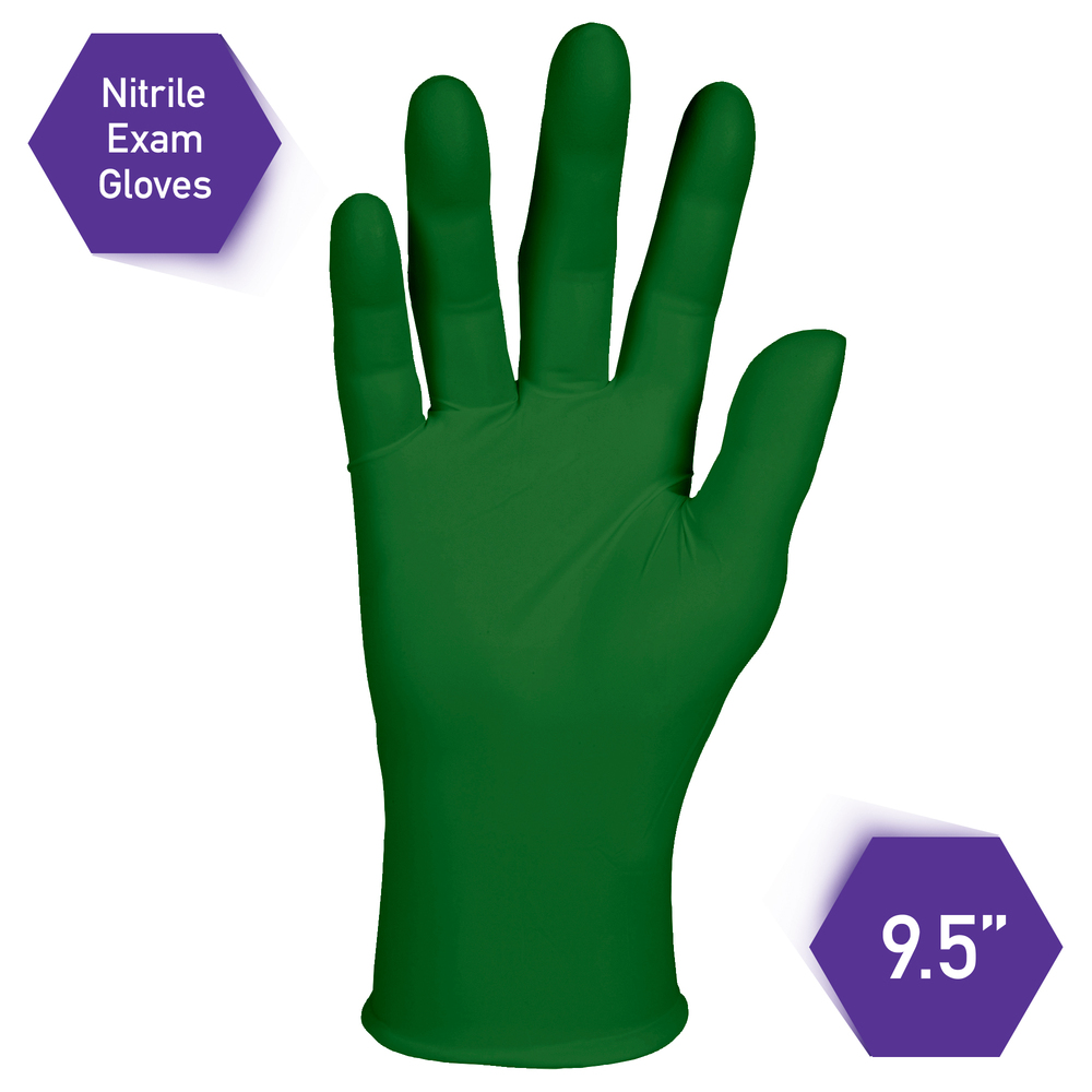 Kimberly-Clark™ Forest Green Nitrile Exam Gloves (43444), 3.5 Mil, Ambidextrous, 9.5”, Small, 200 Nitrile Gloves / Box, 10 Boxes / Case, 2,000 / Case - 43444