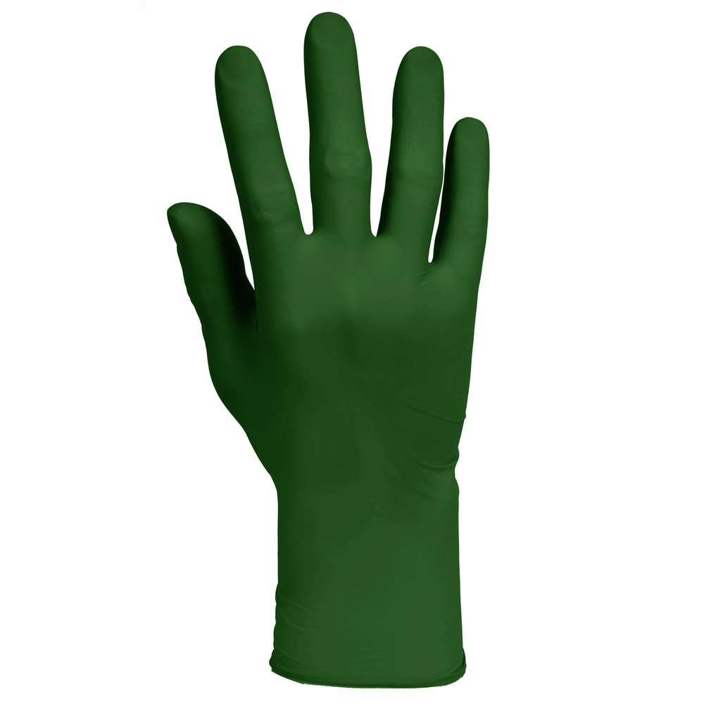 Gants d’examen en nitrile vert forêt de Kimberly-Clark (43448), 3,5 mil, ambidextres, 9,5 po, 2TG, 180 gants en nitrile/boîte, 10 boîtes/caisse, 1 800/caisse - 43448