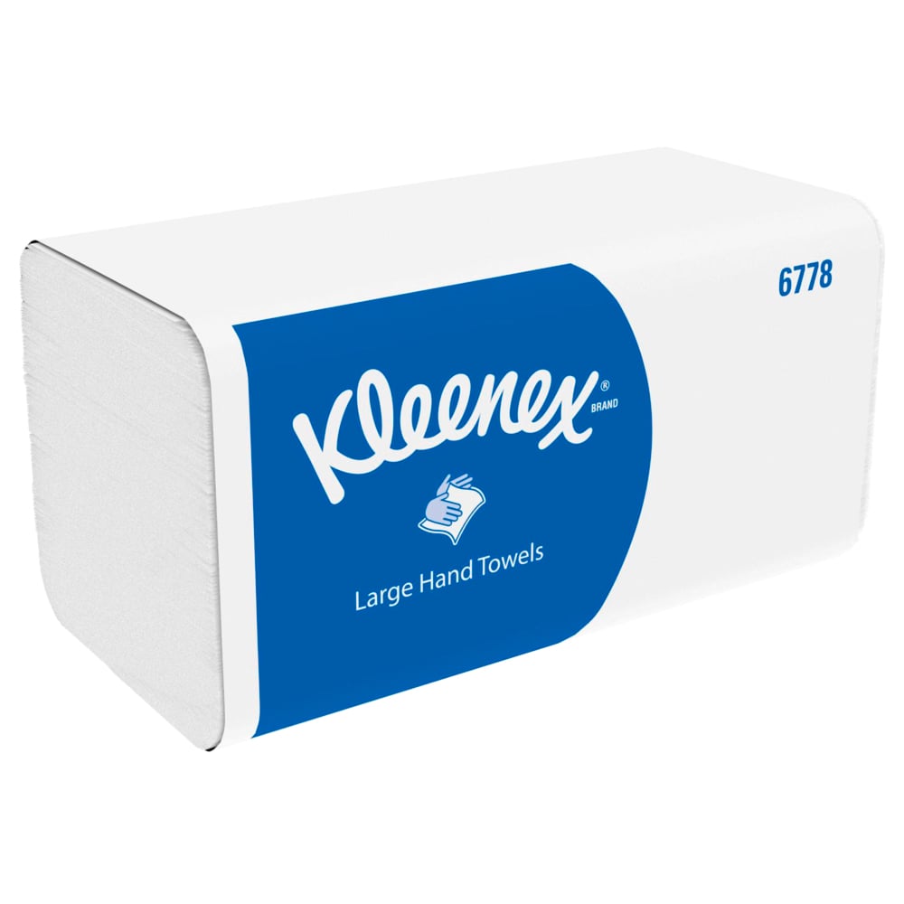 Kleenex® Asciugamani intercalati grandi 6778, 15 confezioni da 124 strappi di carta, 2 veli, Tecnologia Airflex™, Colore: Bianco - 6778