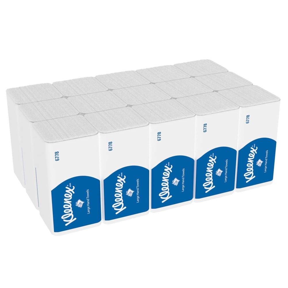 Essuie-mains pliés Larges Kleenex® 6778 - 15 x paquets de 124 feuilles en papier (1 860 au total) - 6778
