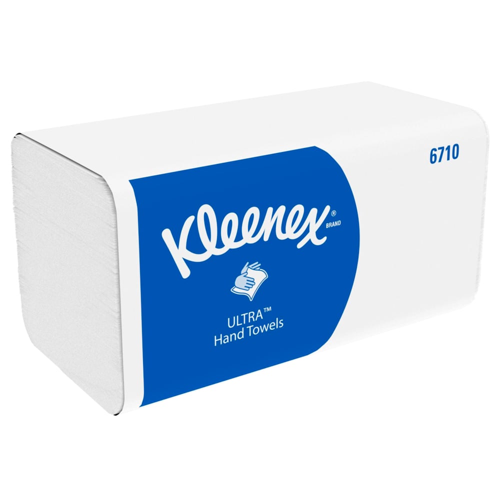 Kleenex® Ultra™ Сложенные полотенца для рук V-Fold, код 6710, 15 упаковок x 96 листов белой, трехслойной бумаги (всего 1440 шт.) - 6710