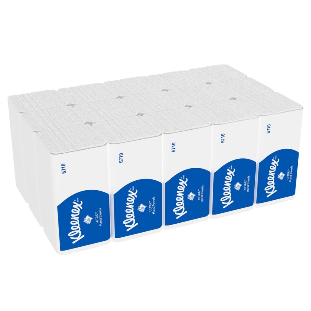 Kleenex® Ultra™ Сложенные полотенца для рук V-Fold, код 6710, 15 упаковок x 96 листов белой, трехслойной бумаги (всего 1440 шт.) - 6710