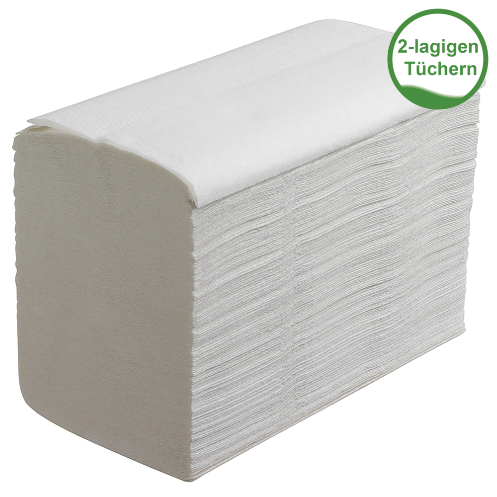 Hostess™ NATURA™ Toallas secamanos plegadas 6811: 20 paquetes x 180 hojas de 2 capas, blanco - 6811