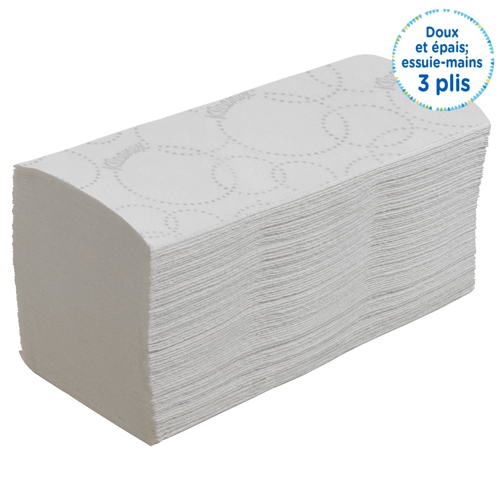 Essuie-mains enchevêtrés Kleenex® Ultra™ 6710 - Essuie-mains en papier 3 épaisseurs pliés en V - 15 paquets x 96 essuie-mains en papier (1,440 au total) - 6710