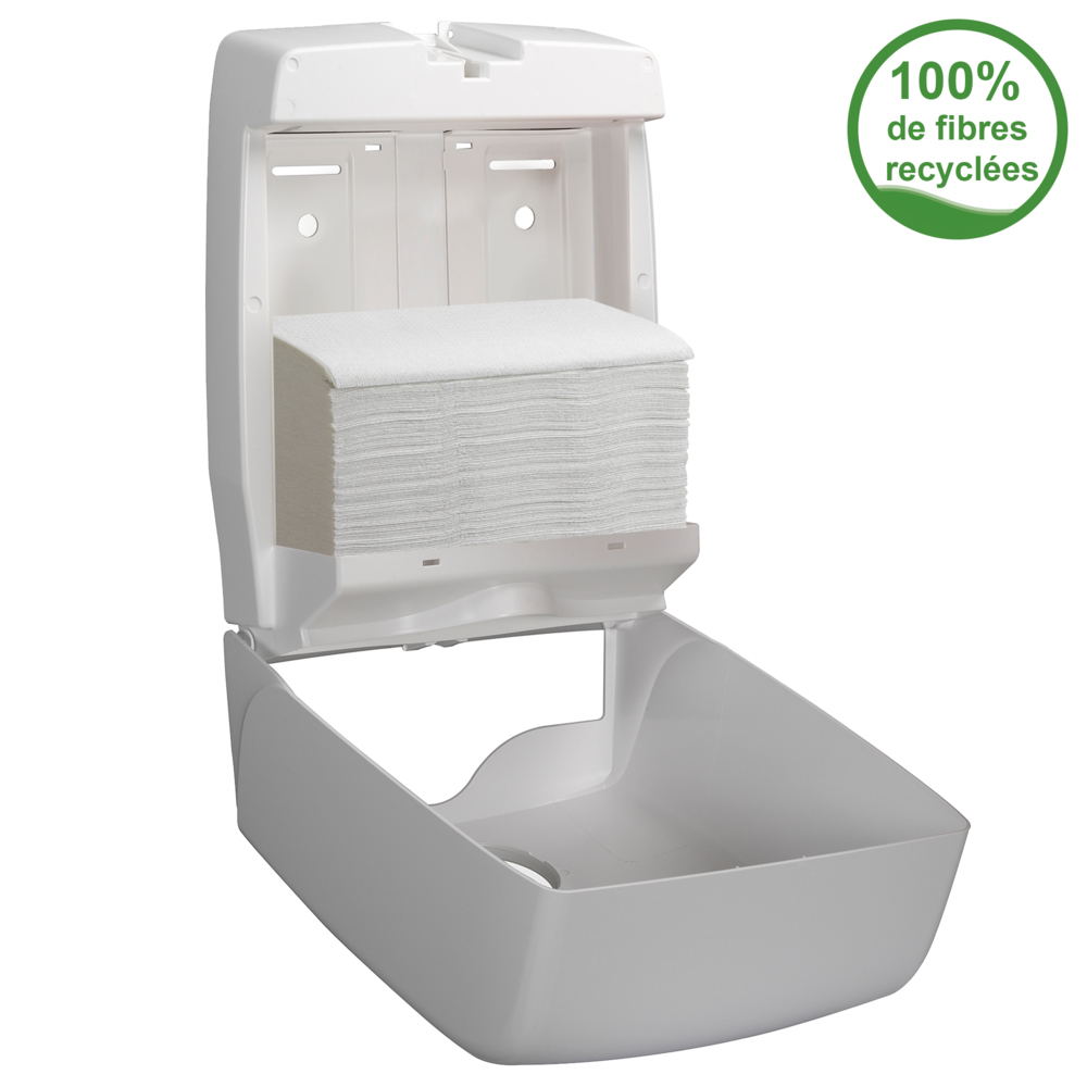 Hostess™ NATURA™ Toallas secamanos plegadas 6811: 20 paquetes x 180 hojas de 2 capas, blanco - 6811