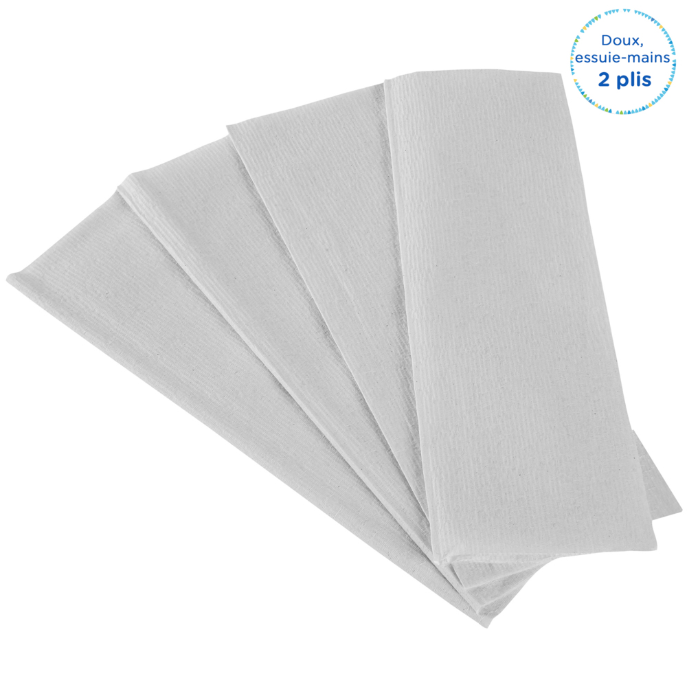 Essuie-mains enchevêtrés grand format Kleenex® 6778 - Essuie-mains 2 épaisseurs pliés en V - 15 paquets x 124 essuie-mains en papier (1 860 au total) - 6778
