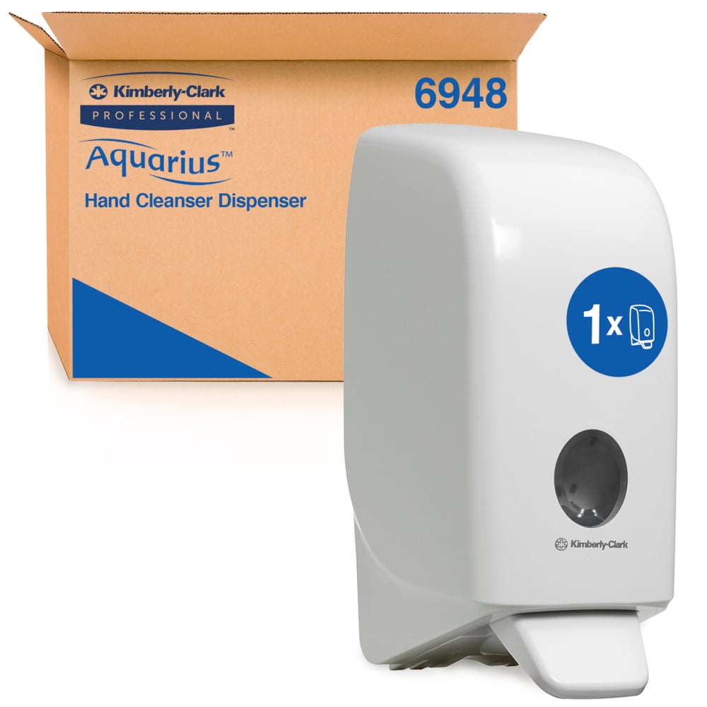 Aquarius™ Hand Cleanser Dispenser 6948 - 1 x White Wall Mounted Hand Wash Dispenser (Suitable for 1 Litre Refills) - 6948