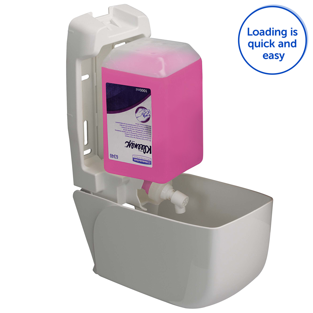 Aquarius™ Dispensador Manual de Jabón para el Lavado de Manos Profesional 6948, Para Cartuchos de Jabón de 1 L compatibles, Montaje en Pared, Blanco - 6948