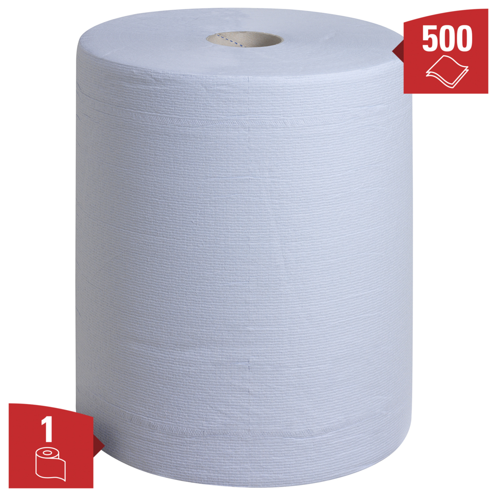 WypAll® L20 EXTRA+ Paños 7301, 1 Rollo de 500 Hojas, Higiene y Limpieza de Superficies para Alimentos, Servilletas para la Industria Manufacturera, Azul - 7301