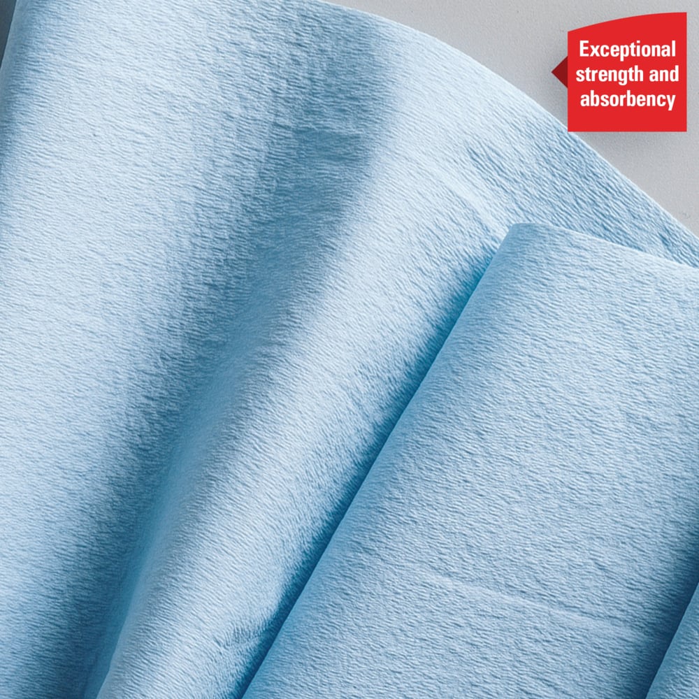WypAll® L20 Onderhoud- en wegwerp poetsdoeken 7301 - Extra breed - 1 blauwe poetsdoek rol x 500 papieren poetsdoeken (500 in totaal) - 7301