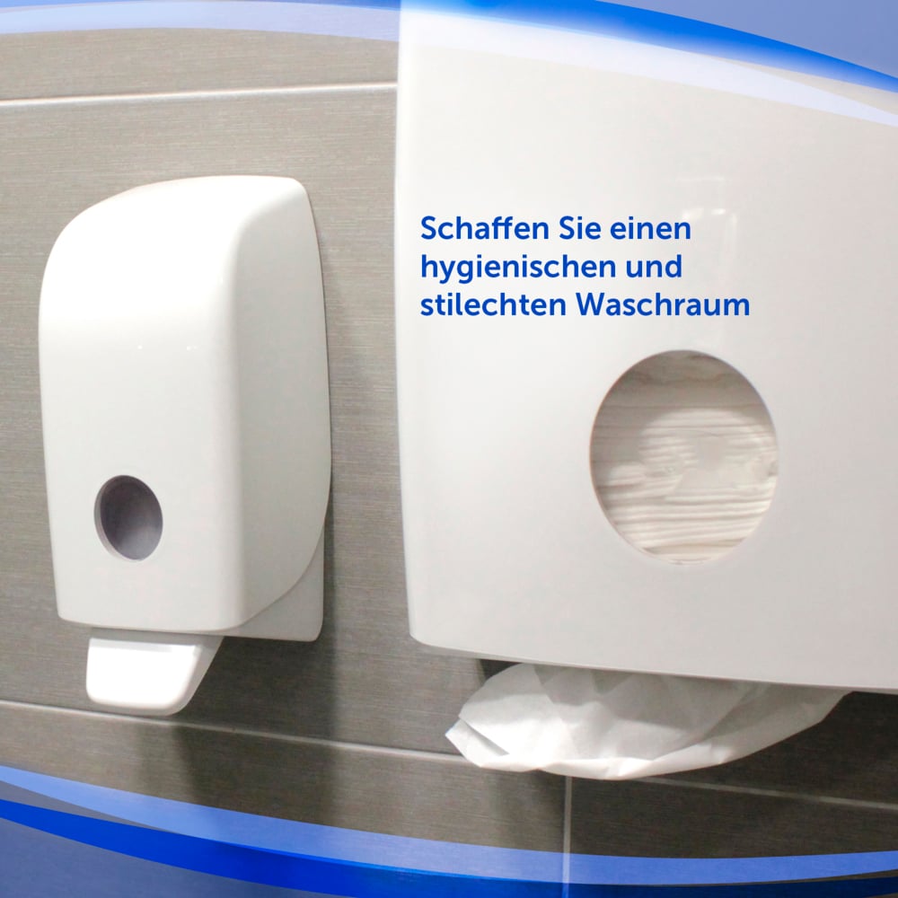 Aquarius™ Dispensador Manual de Jabón para el Lavado de Manos Profesional 6948, Para Cartuchos de Jabón de 1 L compatibles, Montaje en Pared, Blanco - 6948