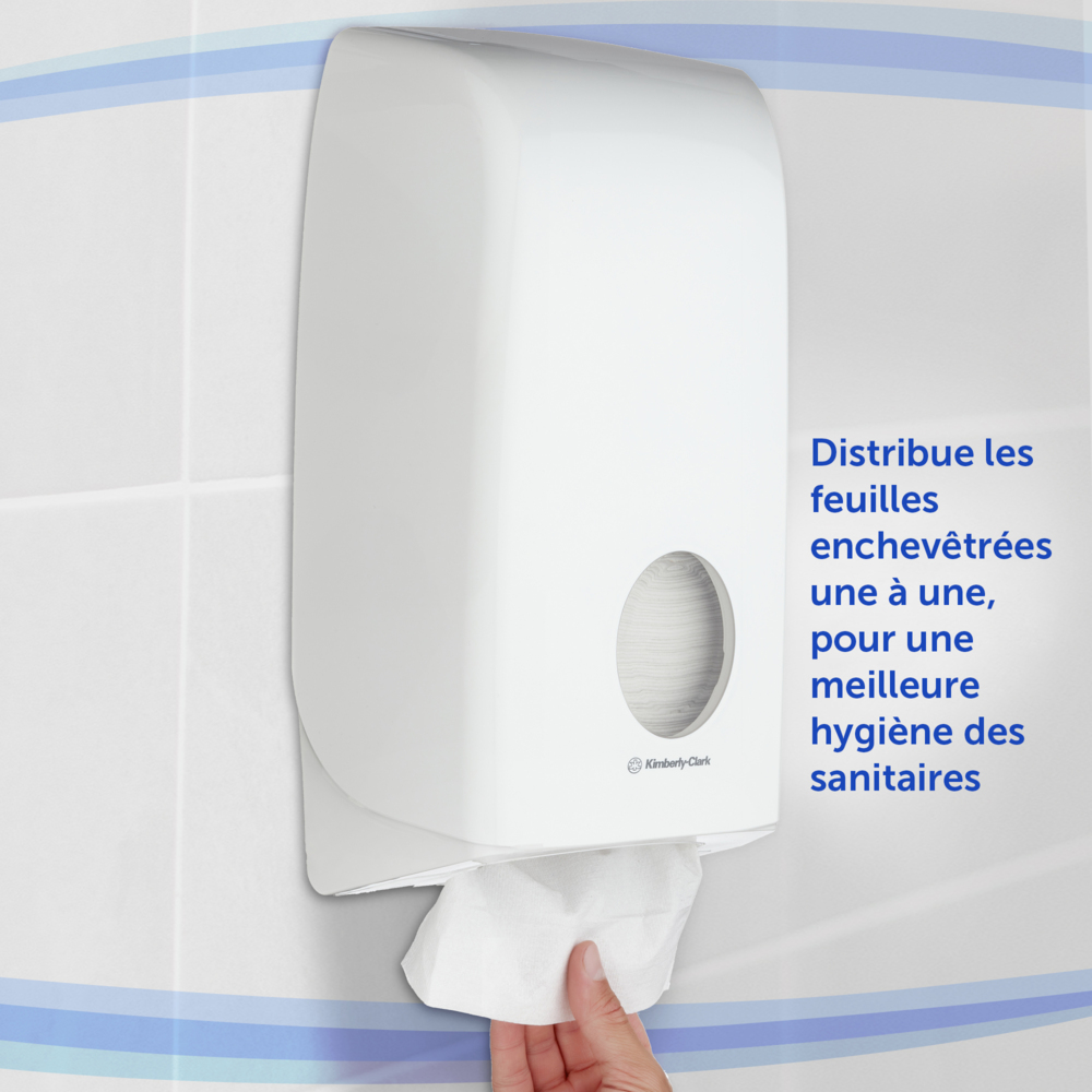 Dispensador de papel higiénico plegado Aquarius™ 6946 - 1 dispensador de papel higiénico blanco de una hoja - 6946