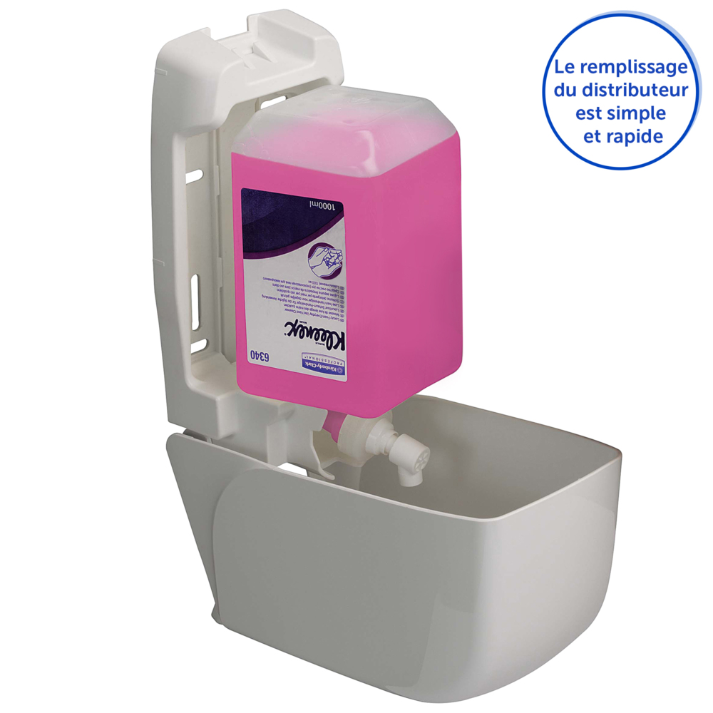 Distributeur de solution de lavage des mains professionnel Aquarius™ 6948 - Pour cartouches de savon de 1 L compatibles - 1 x Distributeur blanc à fixation murale  - 6948